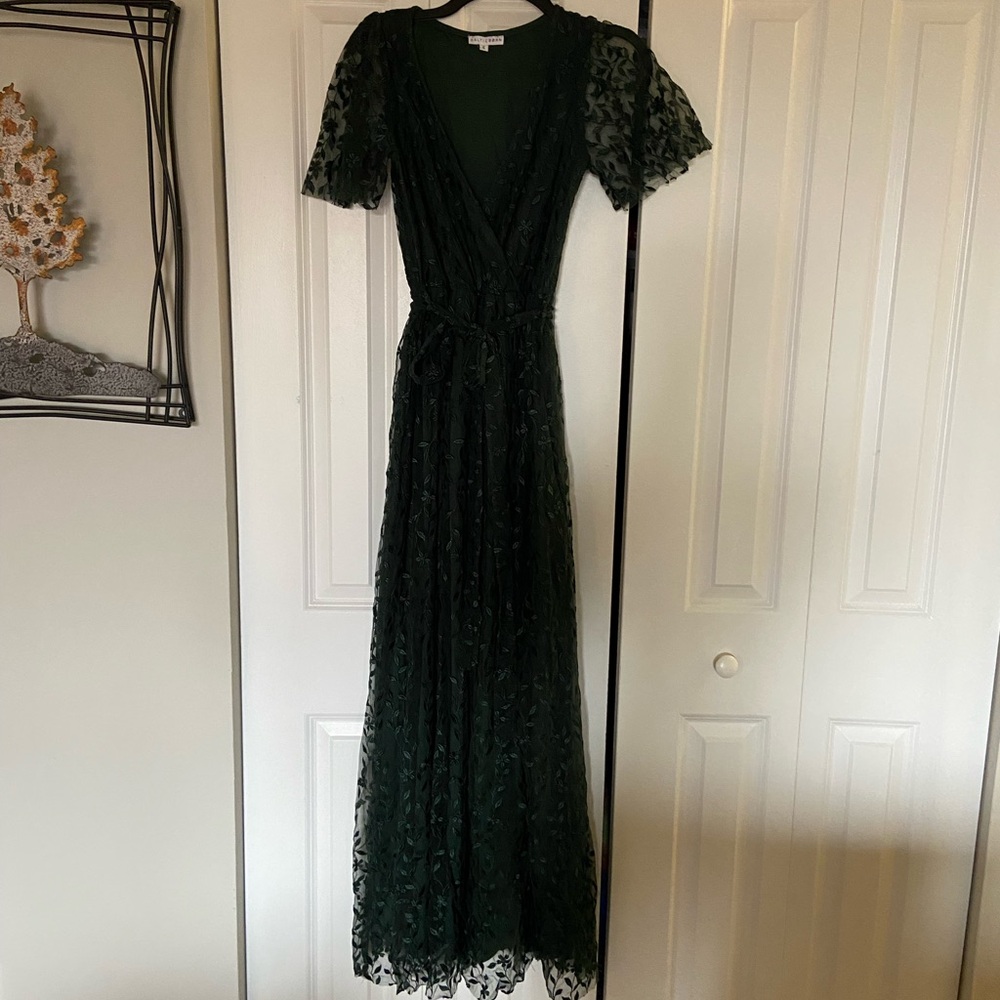 Baltic Born Dark Green Lace Maxi Dress